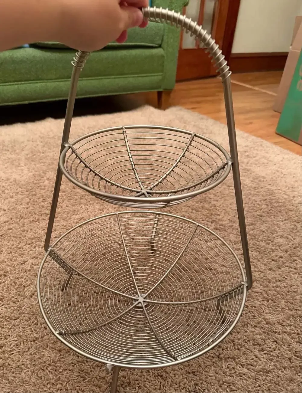 Tramontina 2-Tier Stainless Steel Wire Fruit Basket Stand with Handle
